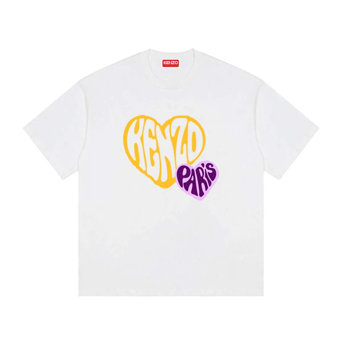 [Chinese Valentine's Day Series] KENZO 23 early autumn new men's love pattern letter casual T-shirt Color: Black Tibetan Blue White Size: M L